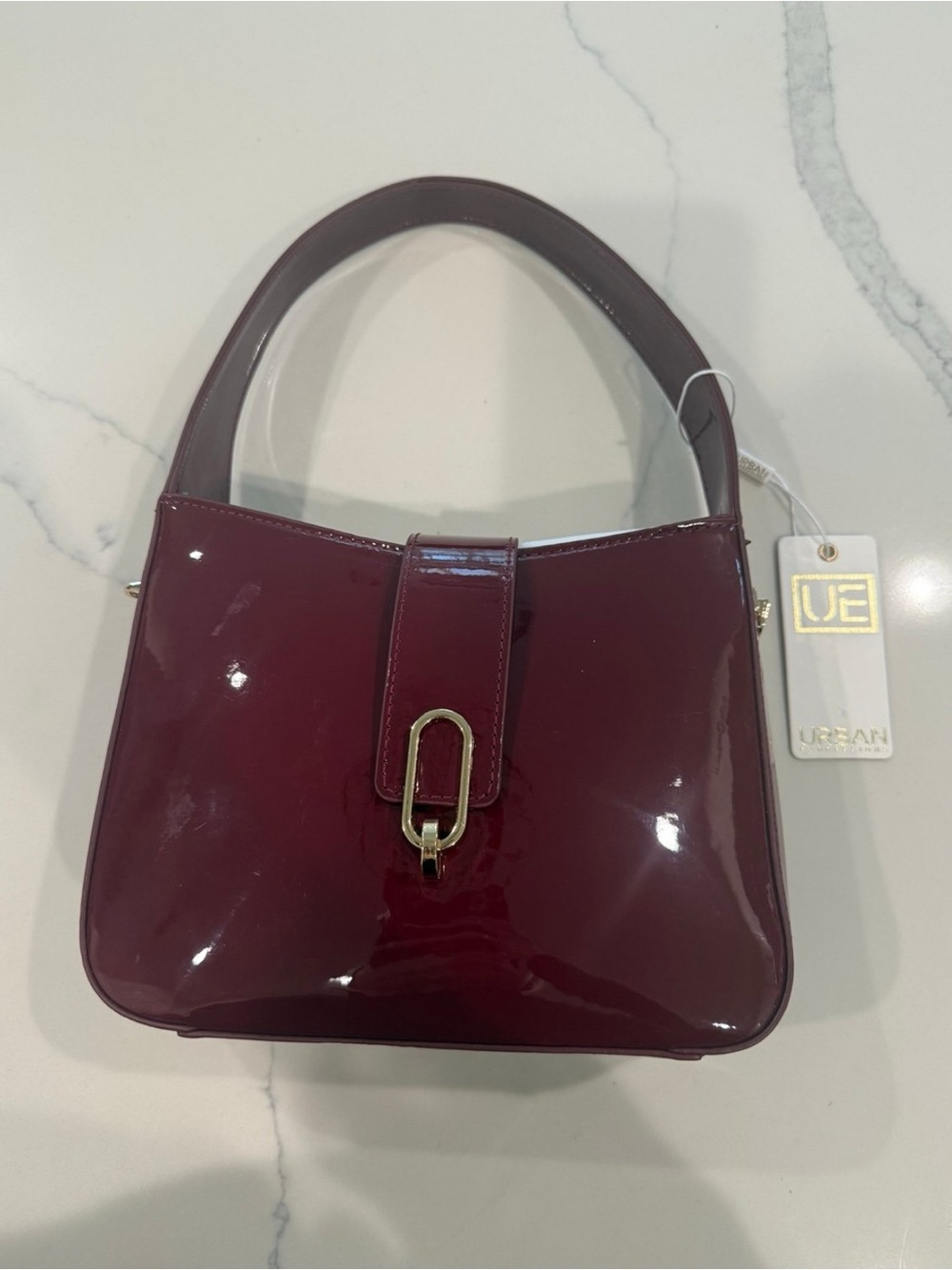 Urban Expressions Patent Shoulder Bag in Burgundy